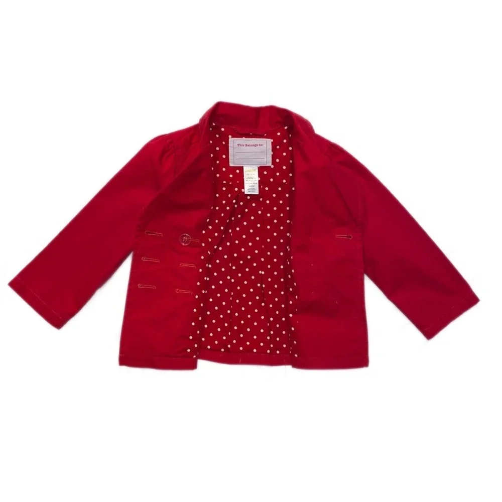 Gymboree Red Button Front Jacket Size 3/4 NWOT